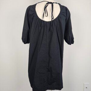 Banana Republic Black Mini Cotton Dress Puff Sleeves Size S Petite Black